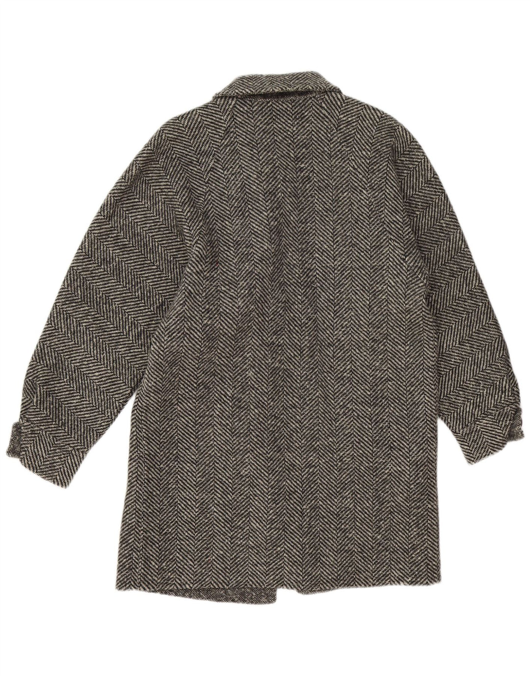 Vintage Damen Mantel UK 14 Mittelgrauer Fischgrätenmuster