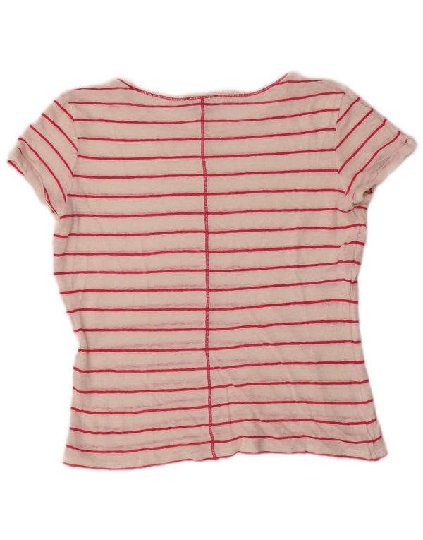 Massimo Dutti Damen T-Shirt Top UK 6 XS Weiß gestreift