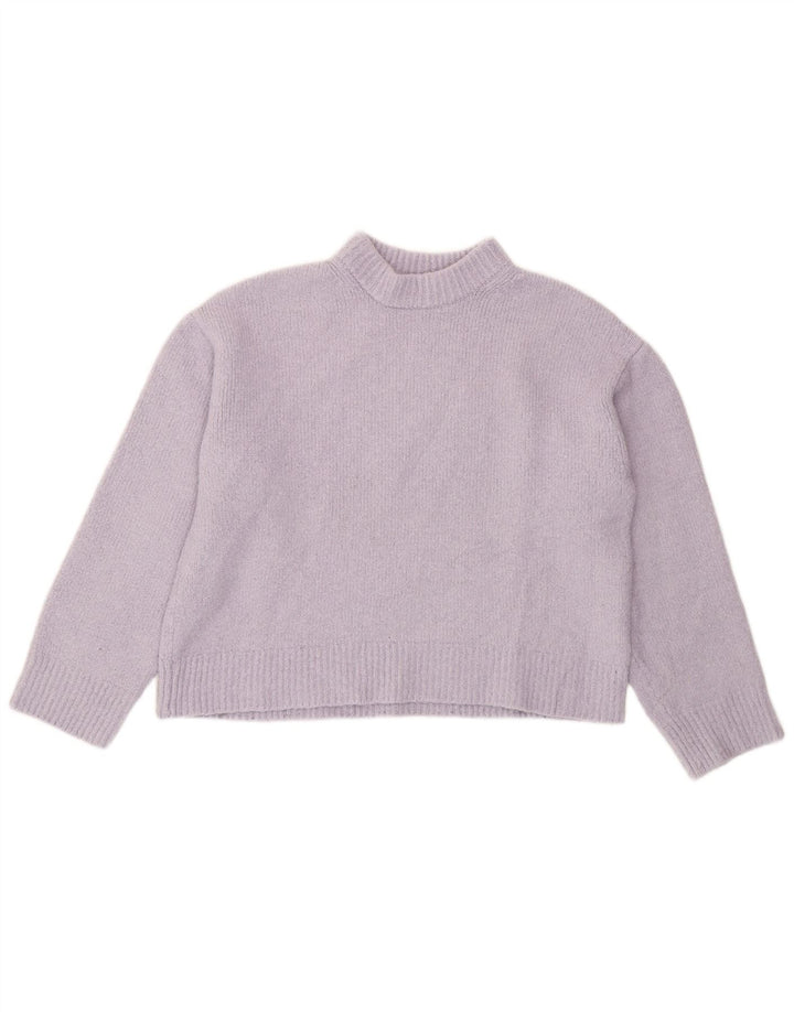 Zara Damen Crop Rollkragenpullover Pullover UK 14 Mittellila Polyester