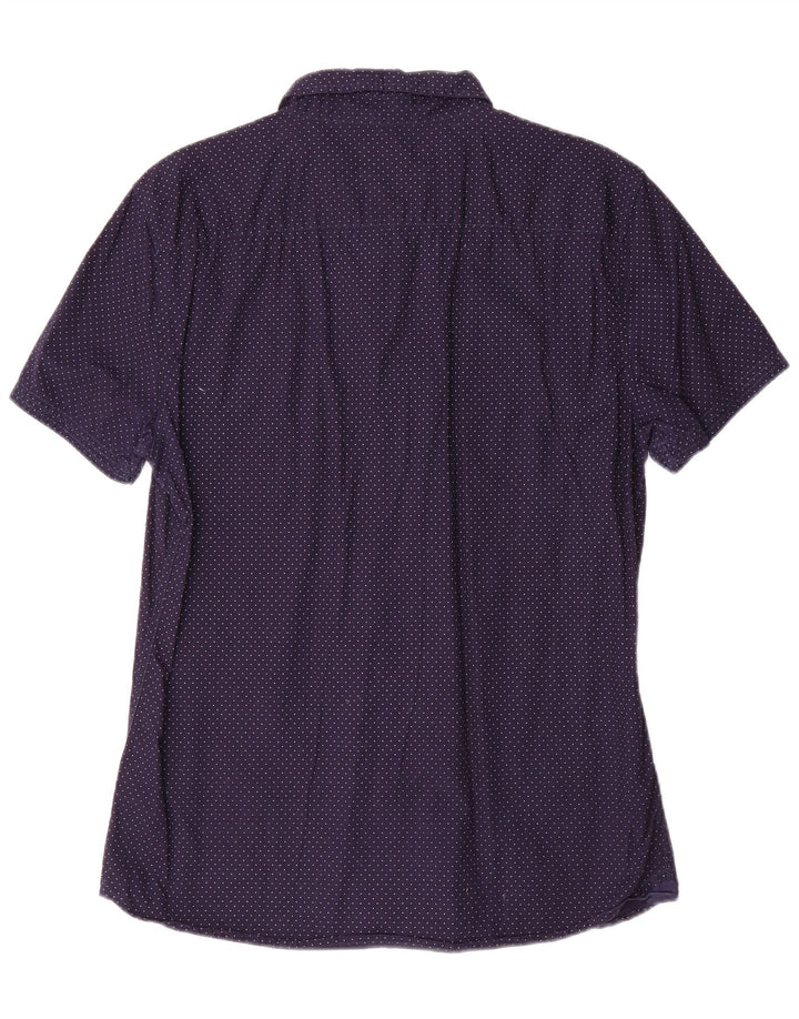 French Connection Herren-Slim-Fit-Hemd, groß, marineblau gepunktete Baumwolle