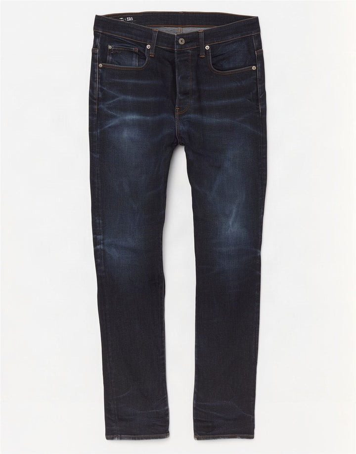 G-Star Herren 3301 Slim Jeans W34 L32 Marineblau Baumwolle