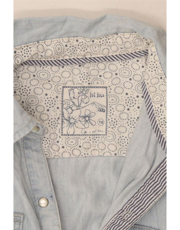 Fat Face Damen Jeanshemd UK 16 Large Blau Baumwolle