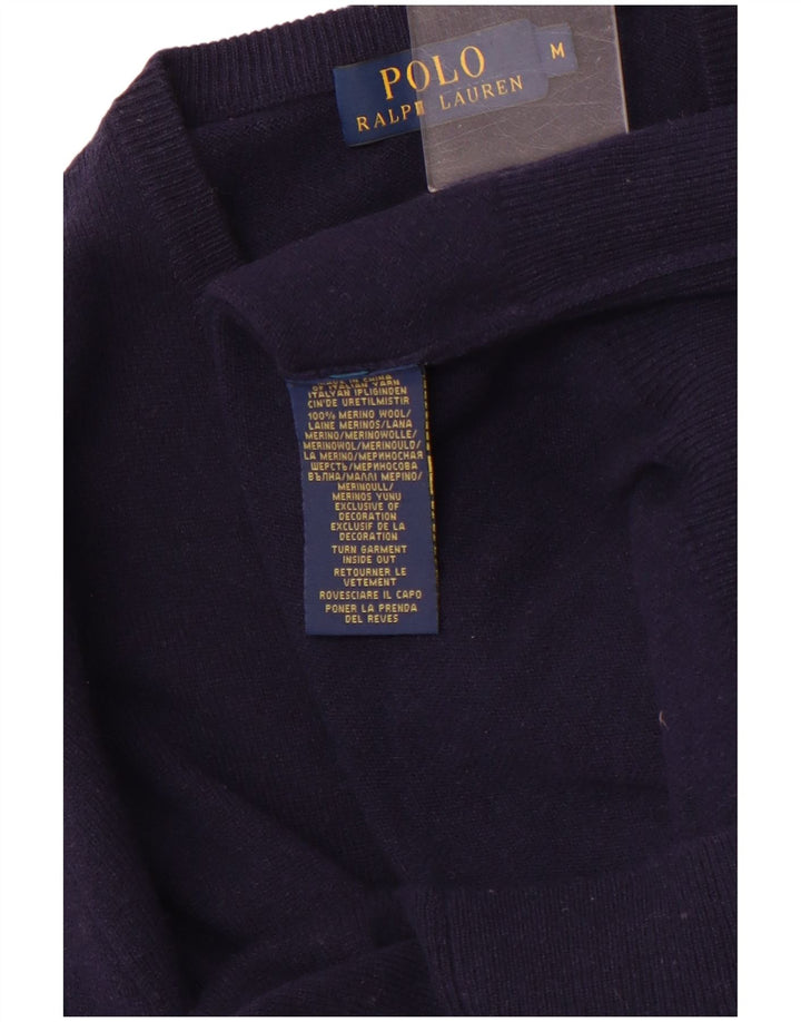 POLO RALPH LAUREN Herren-Pullover mit V-Ausschnitt, mittelmarineblaue Merinowolle