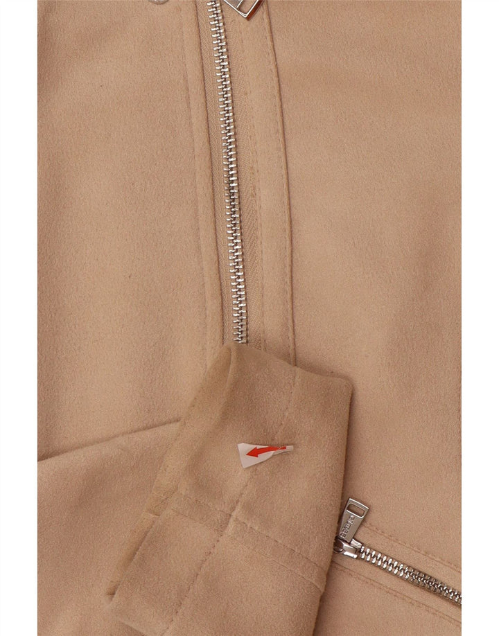 GUESS Damen Crop Bomberjacke UK 10 Small Beige Polyester