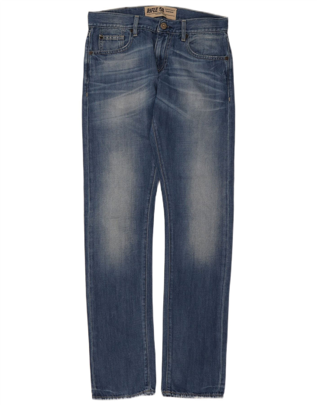 Rifle Damen Straight Jeans W28 L33 Blaue Baumwolle