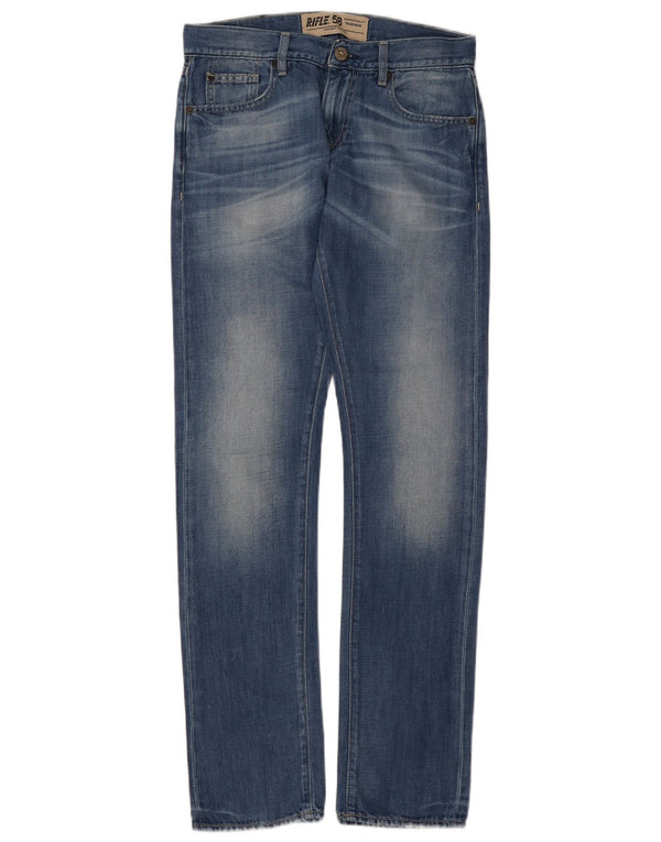 Rifle Damen Straight Jeans W28 L33 Blaue Baumwolle