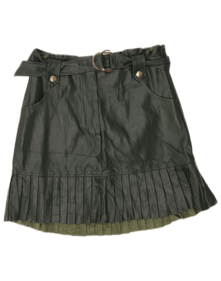 Zara Damen-Rock aus Kunstleder, Größe S, W26, Grün
