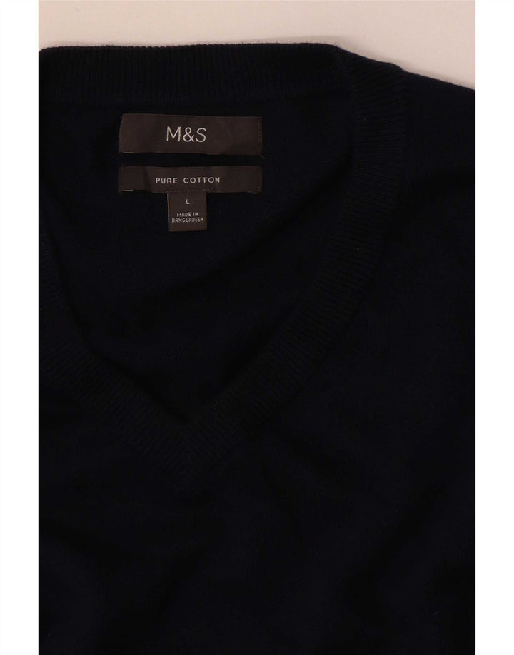 Marks & Spencer Herren-Pullover mit V-Ausschnitt, Größe L, Marineblau
