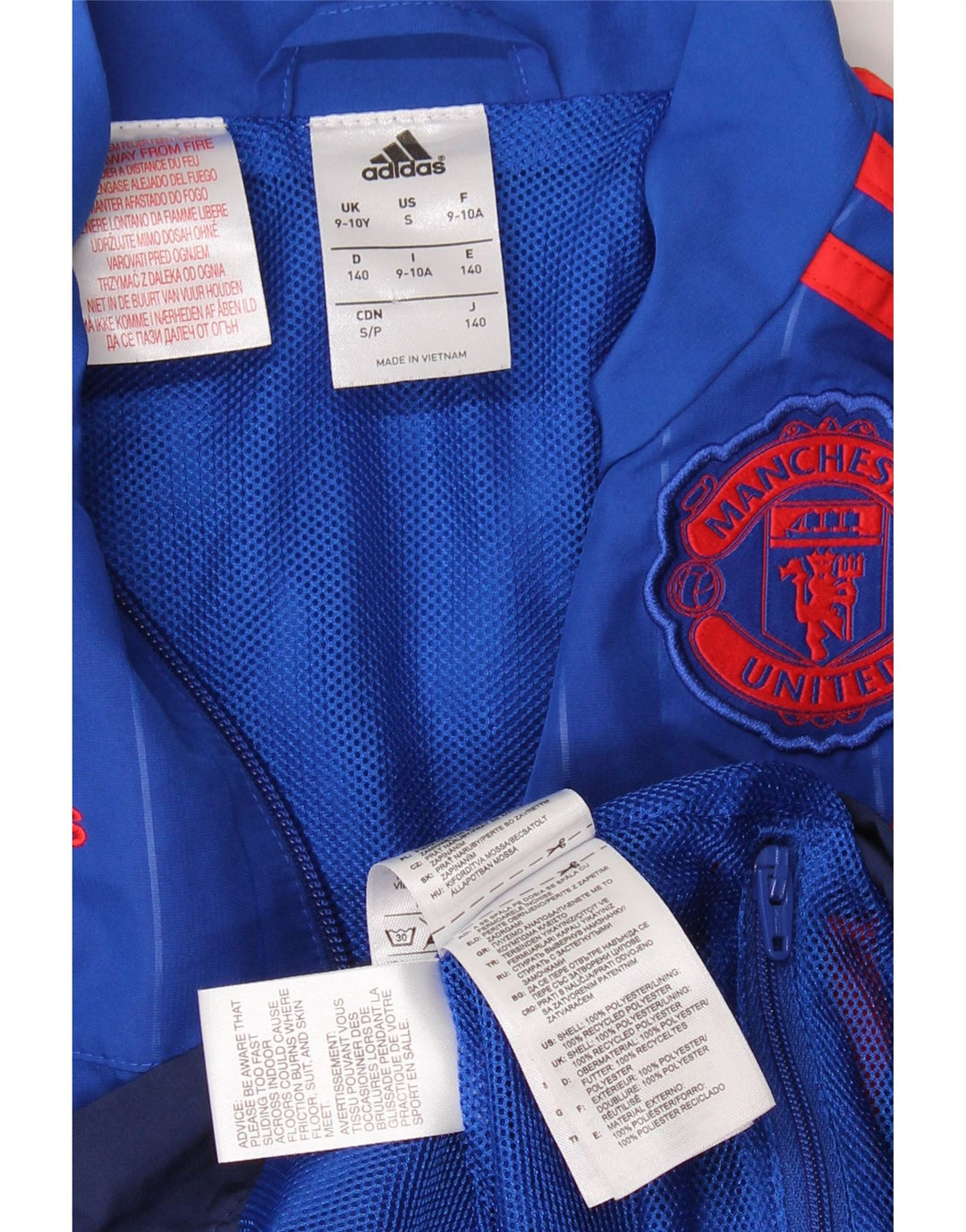 ADIDAS Jungen Manchester United Trainingsanzug Top Jacke 9–10 Jahre Blau