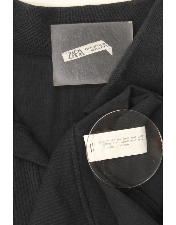 Zara Herren Poloshirt XL Schwarz Baumwolle