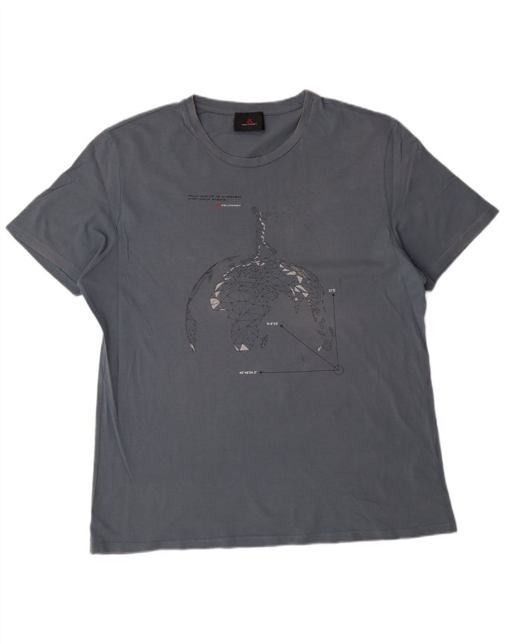PEUTEREY Mens Graphic T-Shirt Top XL Blue Cotton