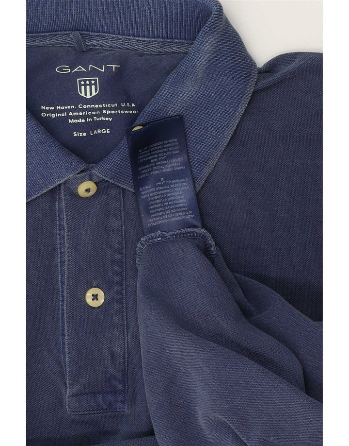Gant Herren-Poloshirt, große blaue Baumwolle