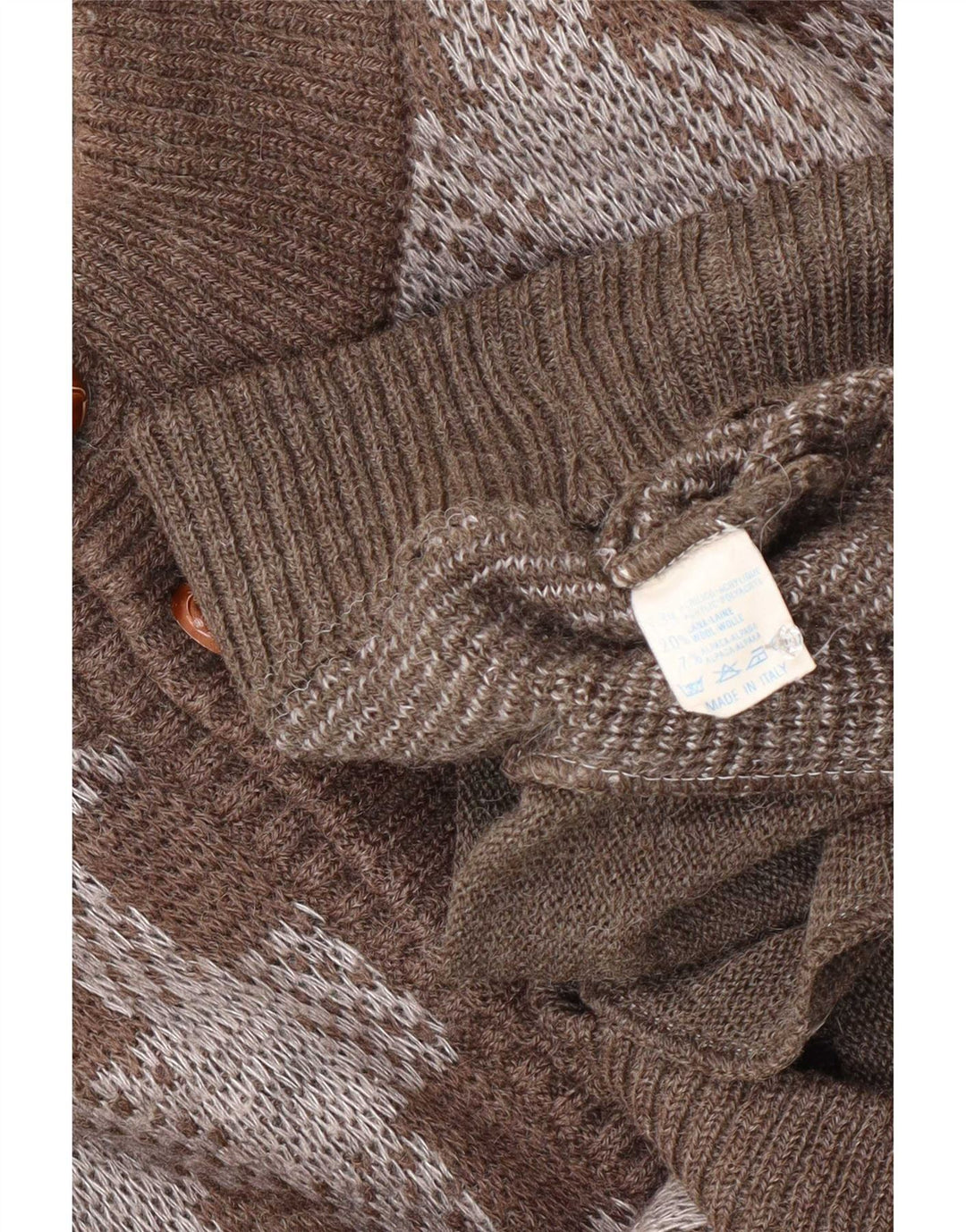 Vintage Herren Cardigan Pullover Mittelbraun Karo Acryl