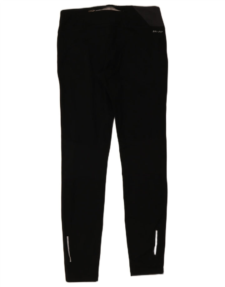 Nike Damen Dri Fit Leggings UK 12 Mittelschwarzes Colourblock-Polyester