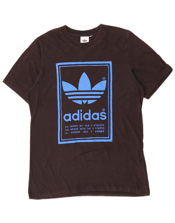 Adidas Herren T-Shirt mit drei Streifen, mittelschwarz, Baumwolle