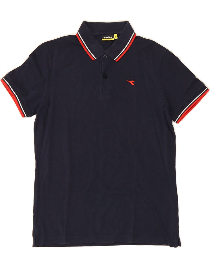 DIADORA Mens Polo Shirt Large Navy Blue Cotton Vintage Diadora and Second-Hand Diadora from Messina Hembry 