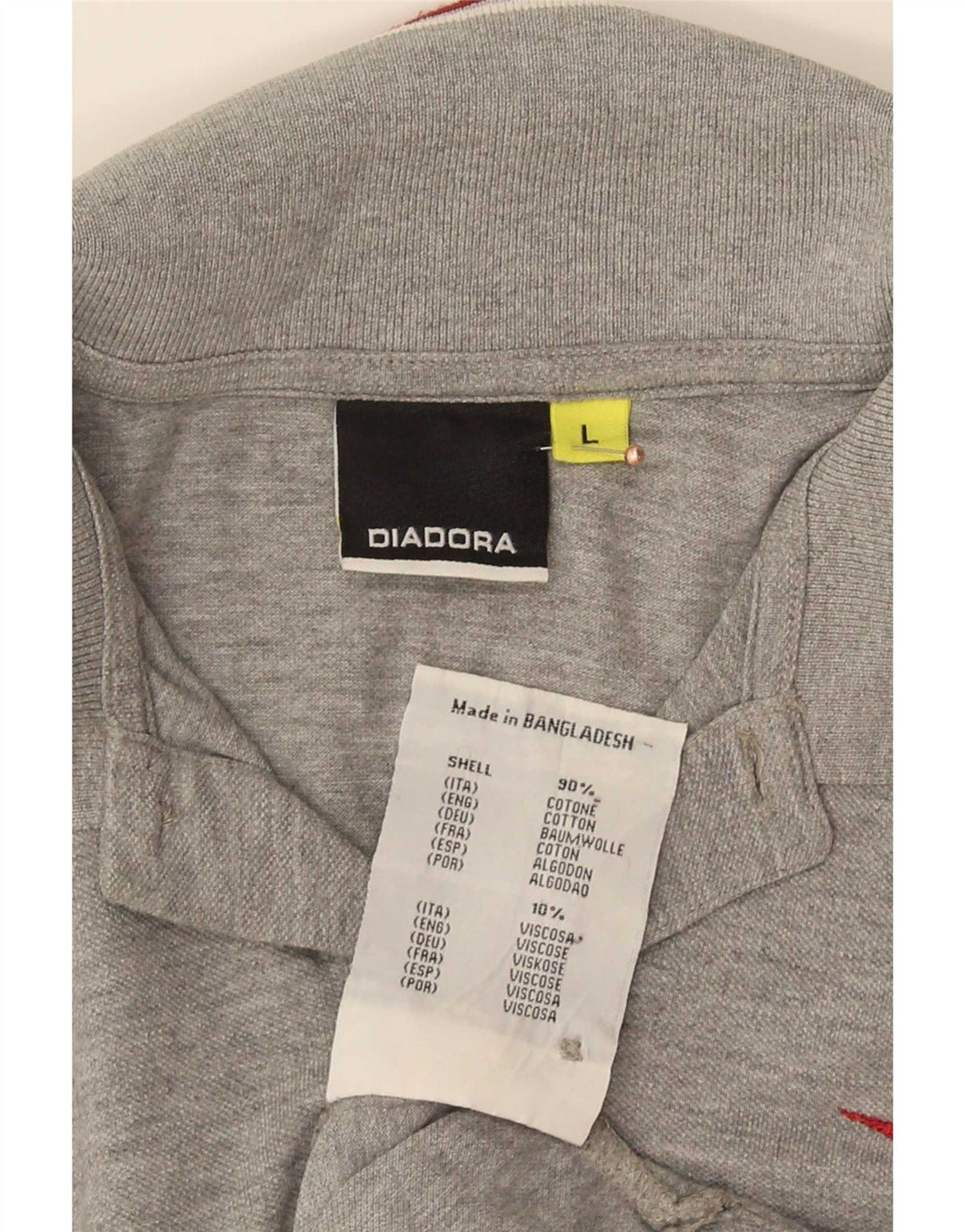 Diadora Herren-Poloshirt, groß, grau gestreift, Baumwolle