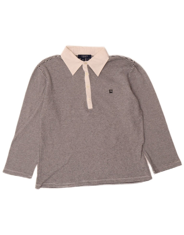 Chaps Damen-Poloshirt mit 3/4-Ärmeln, UK 10, Größe S, schwarz, gestreift, Baumwolle