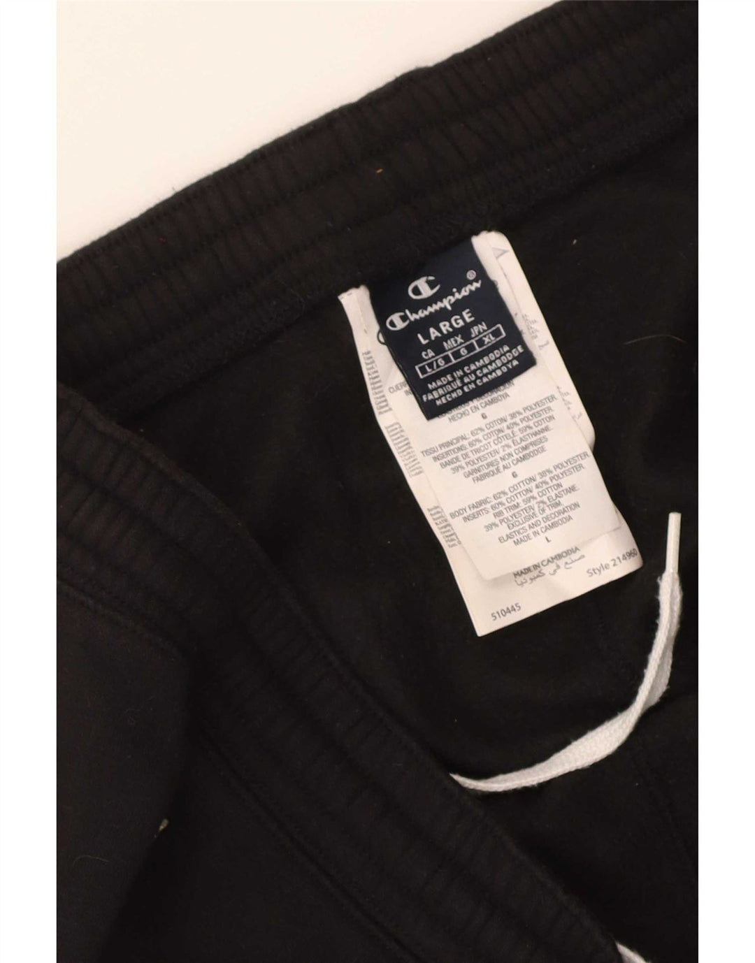 Champion Herren-Trainingshose, Jogginghose, Größe L, Schwarz, Baumwolle