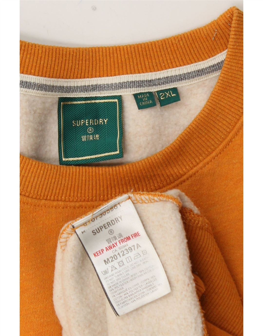 SUPERDRY Herren-Sweatshirt-Pullover 2XL, gelbe Baumwolle