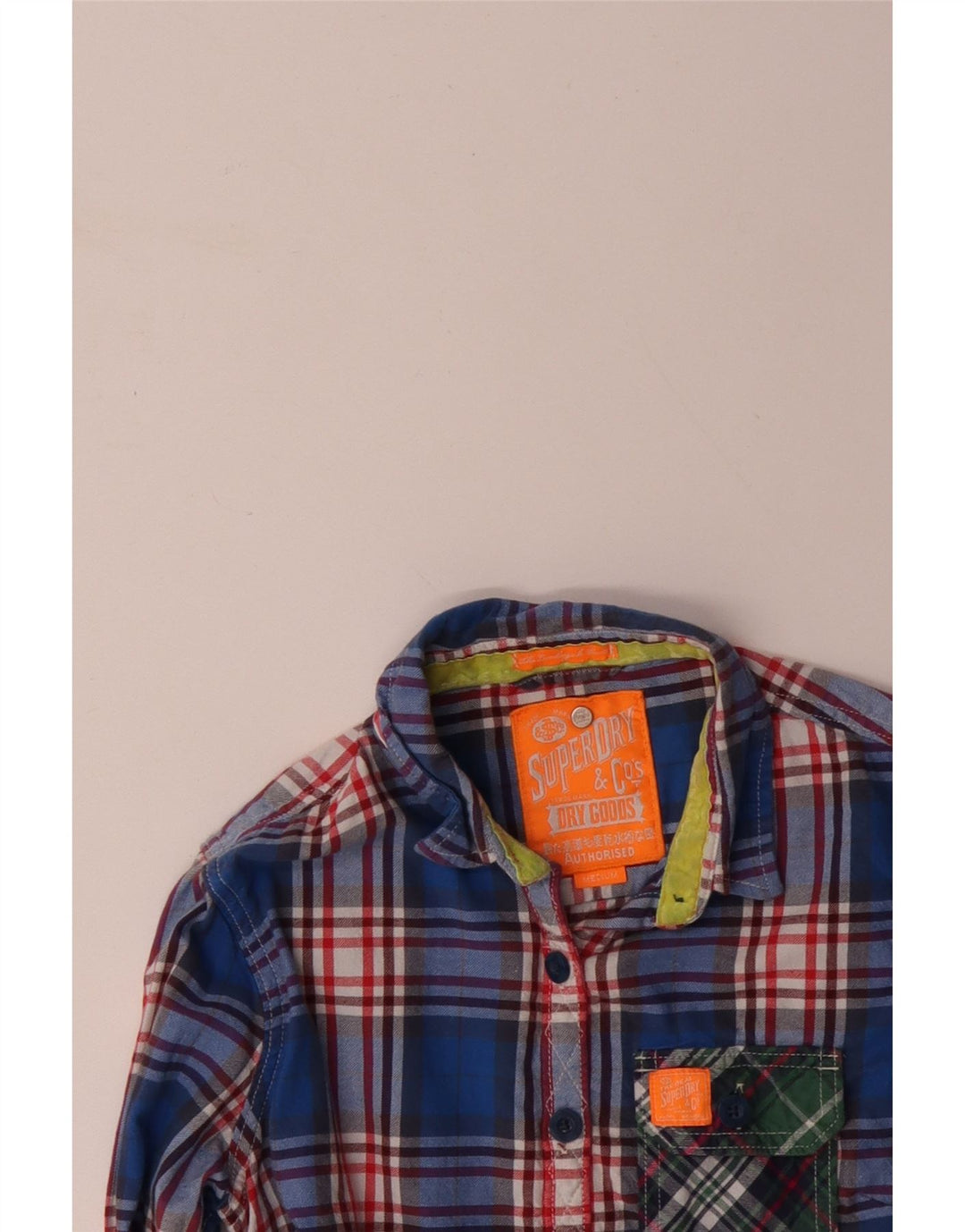 SUPERDRY Flanellhemd für Damen, UK 12, mittelblau kariert, Baumwolle