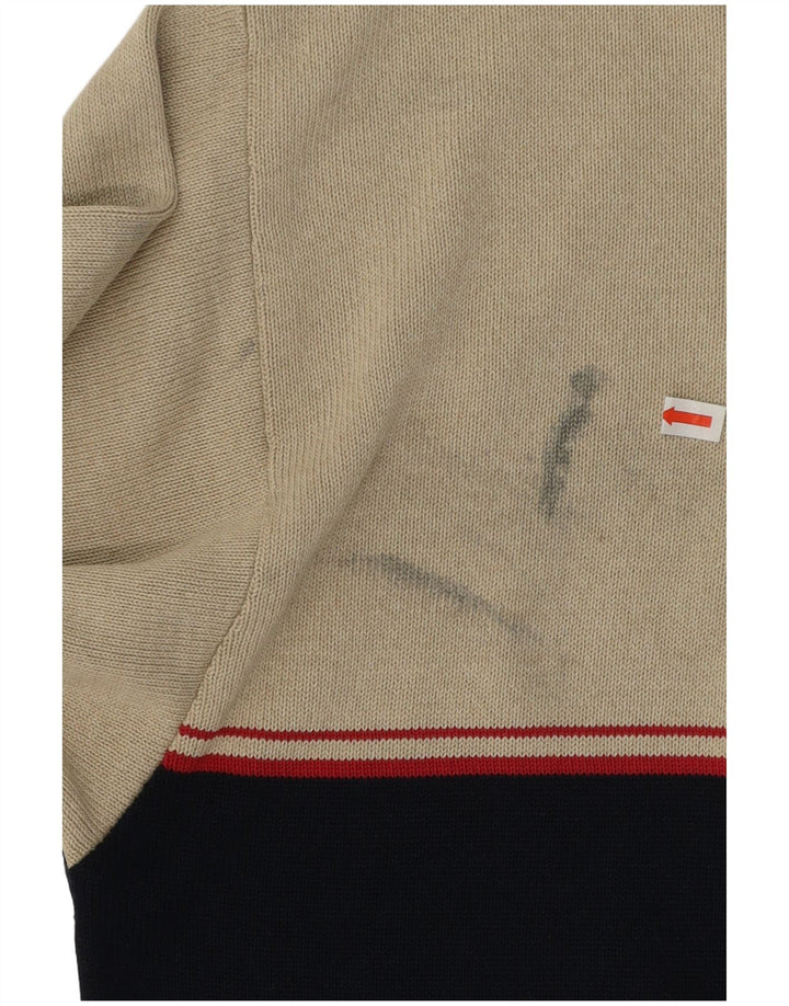 Vintage Herren Pullover Pullover Groß Beige Colourblock Polyacryl