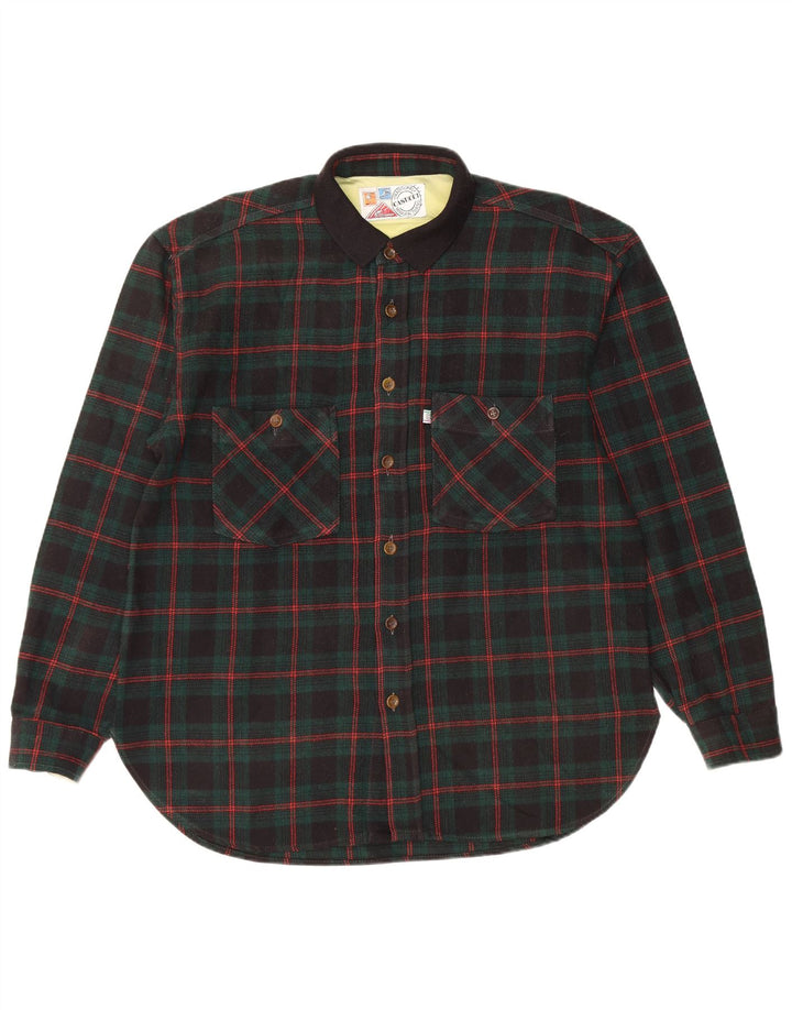 Casucci Herren-Flanellhemd, groß, grün kariert, Polyacryl