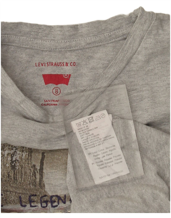Levi's Jungen Grafik-Oberteil, langärmlig, 7–8 Jahre, grau gefleckte Baumwolle