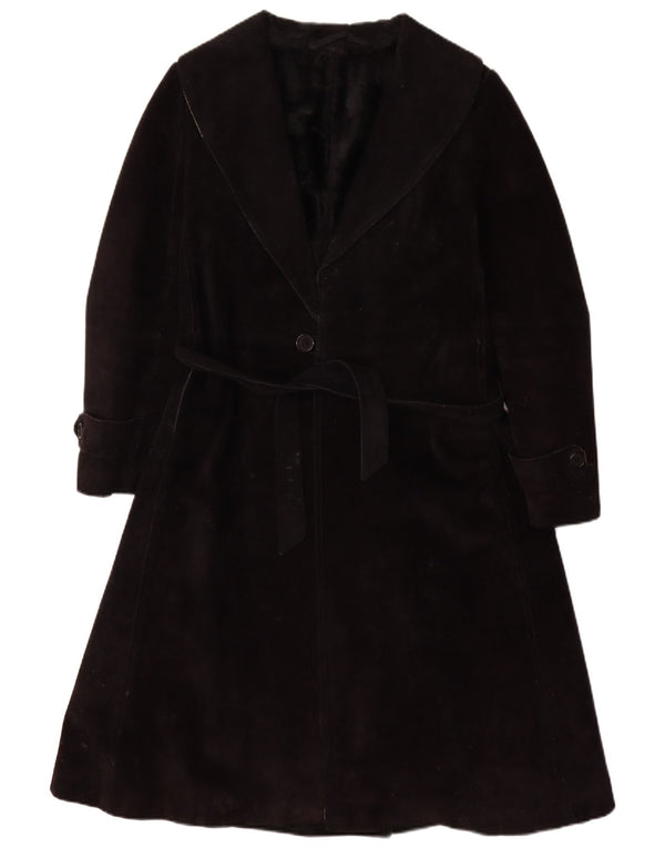 Vintage Damen Lammfellmantel UK 10 Kleines schwarzes Leder