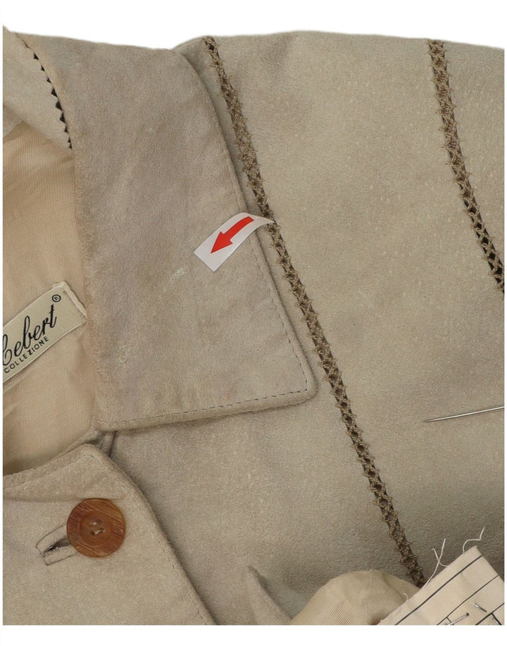 Vintage Damen Wildledermantel IT 44 Mittelgraues Leder