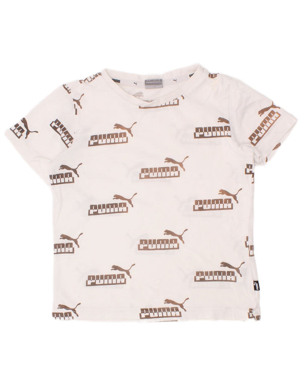 Puma Jungen T-Shirt mit Grafik, 5–6 Jahre, weiße Baumwolle