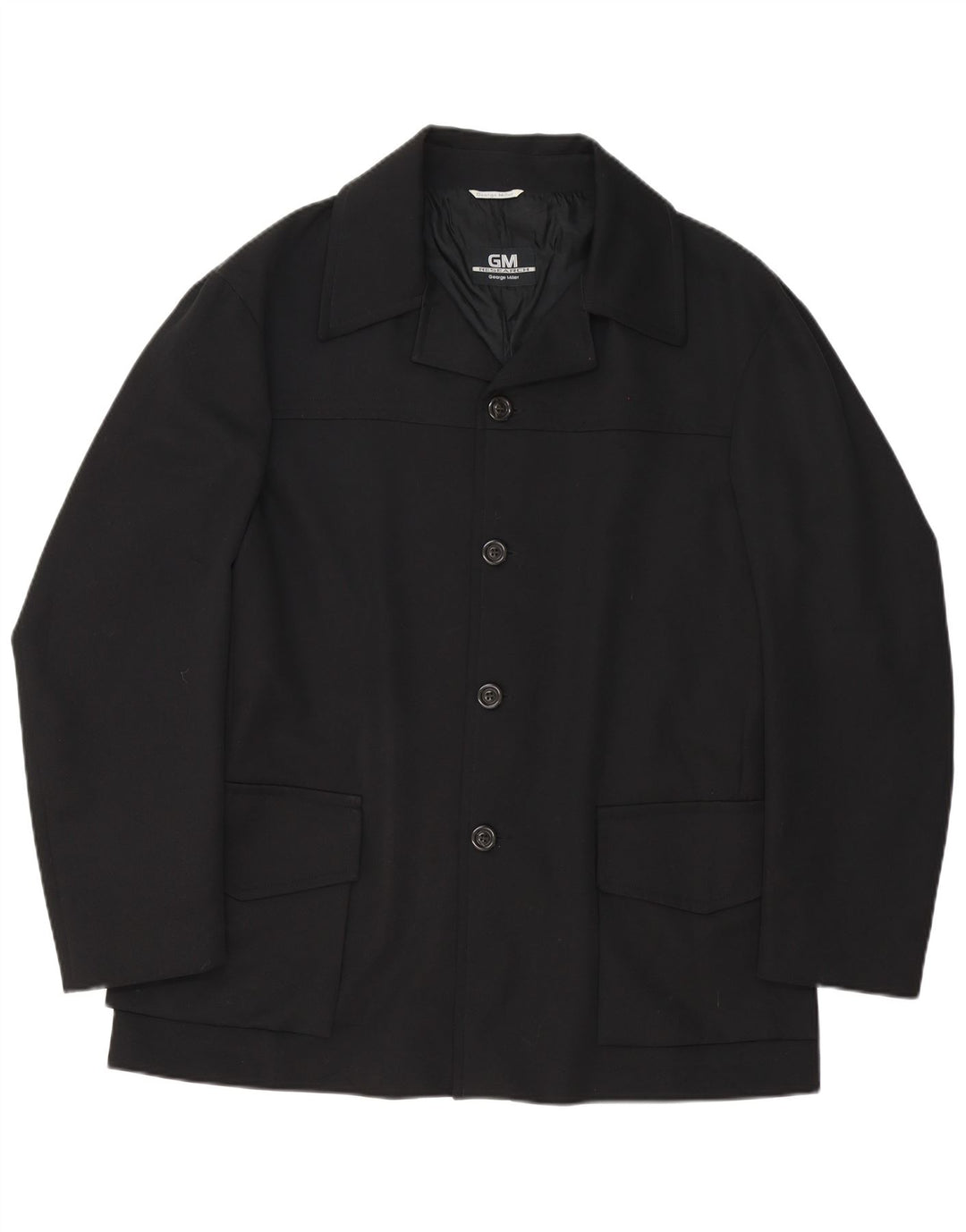GEORGE MILLER Herren-Blazerjacke mit 4 Knöpfen, UK 42, XL, Schwarz, Polyester