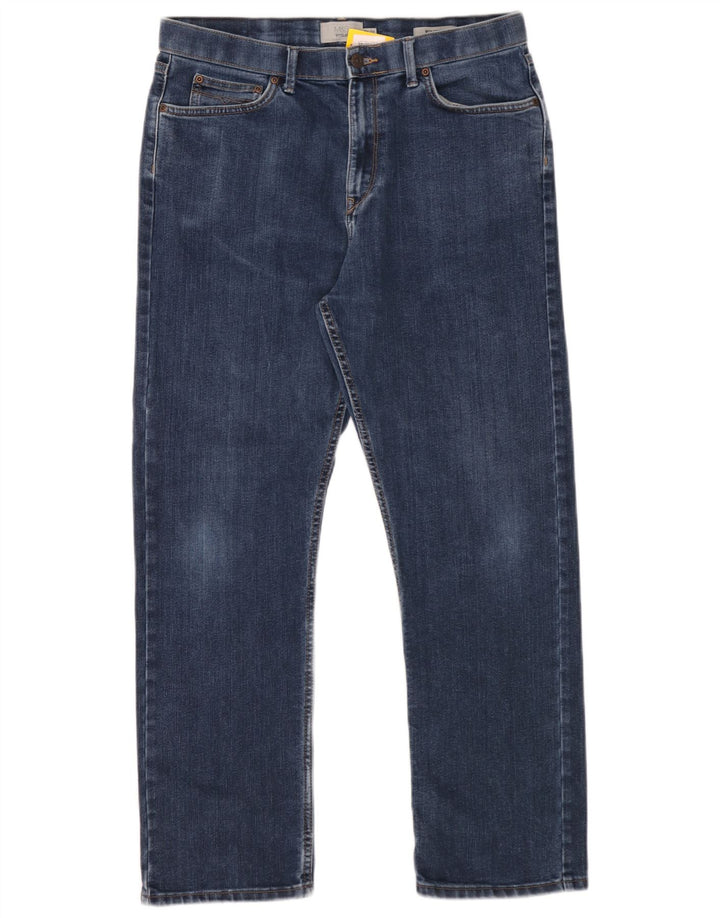 Marks & Spencer Herren Regular Straight Jeans W34 L29 Blaue Baumwolle