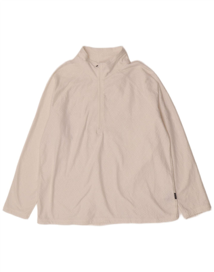 Eddie Bauer Damen-Pullover-Trainingsanzugoberteil mit Reißverschluss, UK 18, XL, weiß, geometrisch