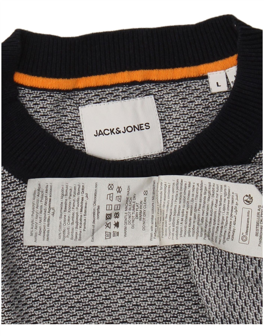 JACK & JONES Herren-Pullover mit Rundhalsausschnitt, groß, graues Acryl