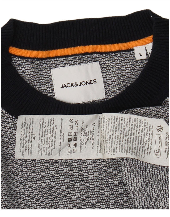 JACK & JONES Herren-Pullover mit Rundhalsausschnitt, groß, graues Acryl
