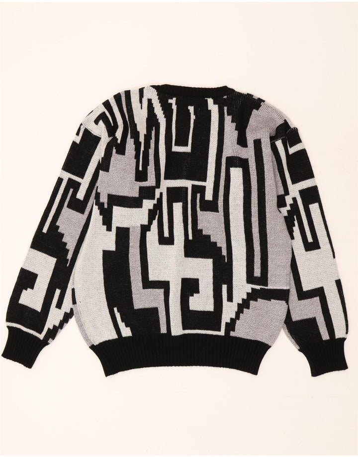 Vintage Herren Pullover mit Rundhalsausschnitt, mittelgrau, geometrisch