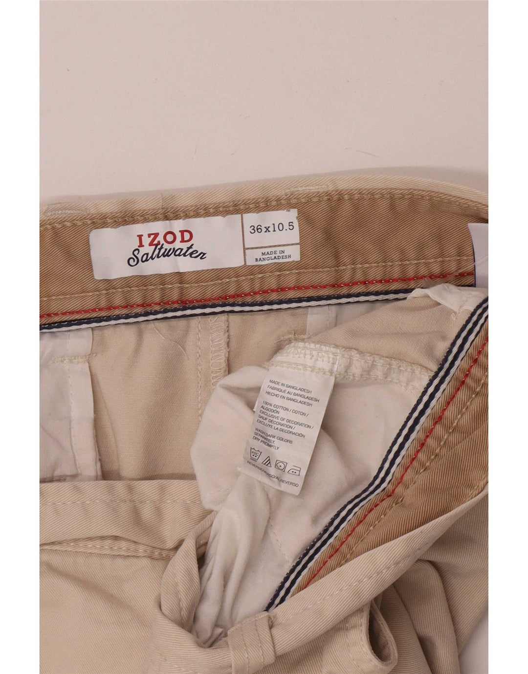 Izod Herren Chino-Shorts W36 Large Beige Baumwolle
