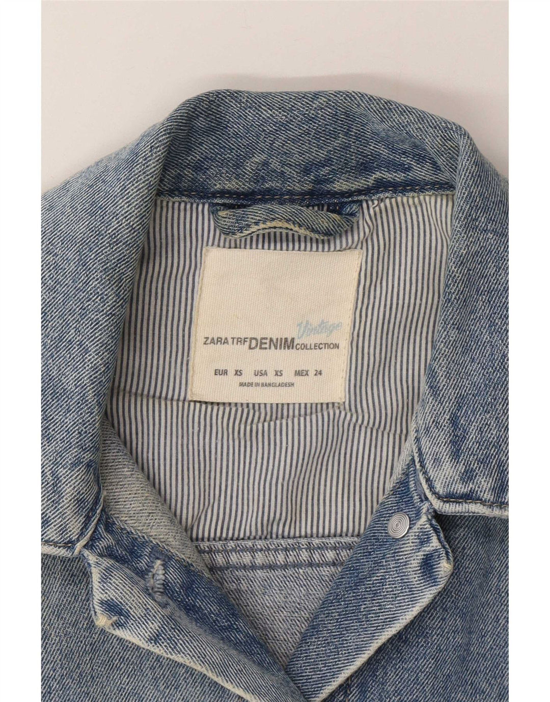 Zara Damen Crop Jeansjacke UK 6 XS Blaue Baumwolle