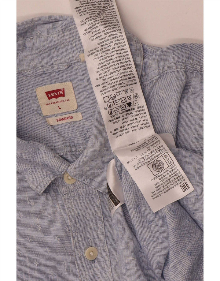 Levi's Herren Standard-Hemd, groß, blaues Leinen