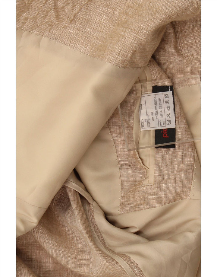 Pierre Cardin Herren-Blazer mit 3 Knöpfen, Größe IT 48, mittelbeiges Leinen