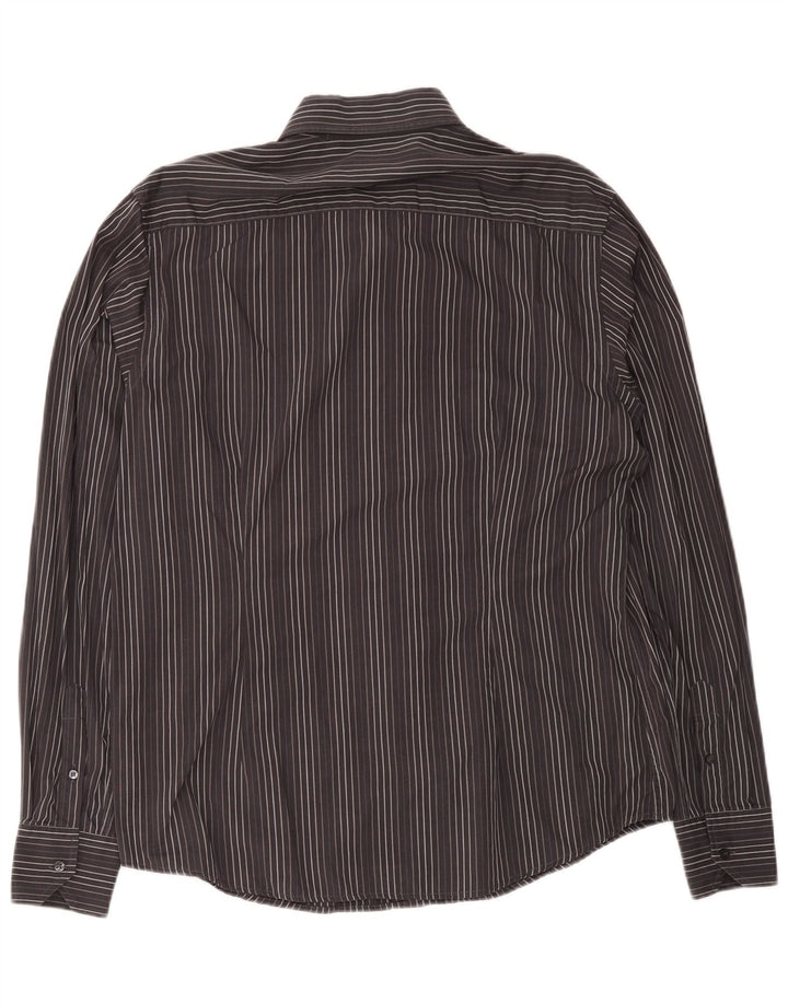 Valentino Herrenhemd Größe 43 17 XL Grau gestreifte Baumwolle