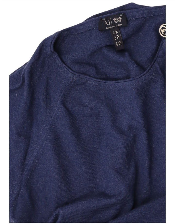 ARMANI Damen Pullover mit Reißverschluss am Hals EU 48 2XL Marineblau