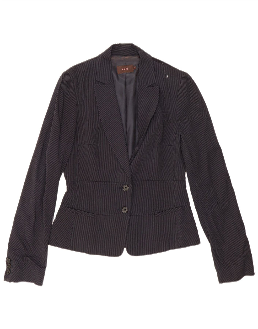 Reiss Damen-Blazer mit 2 Knöpfen, UK 12, Mittelblau, Nadelstreifen