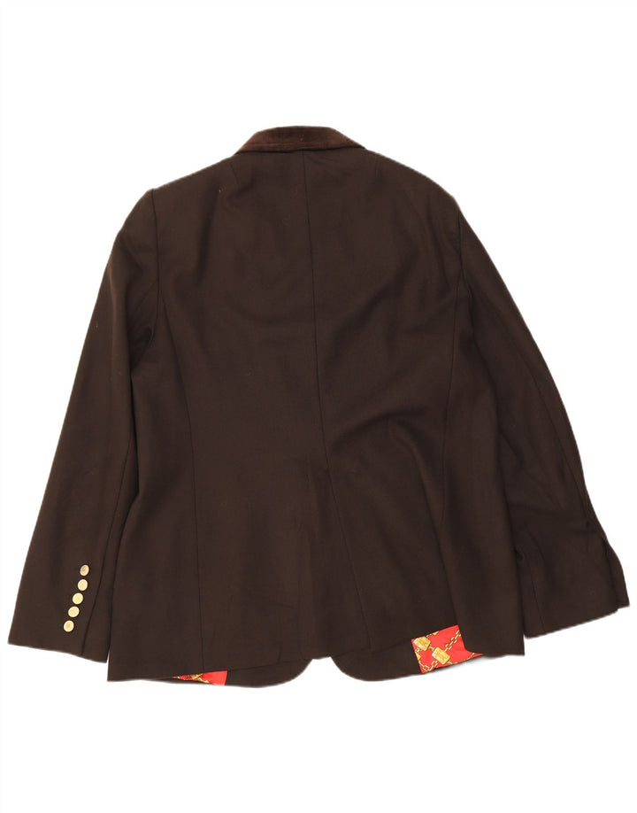 Les Copains Damen 3-Knopf-Blazerjacke IT 52 2XL Braune Schurwolle