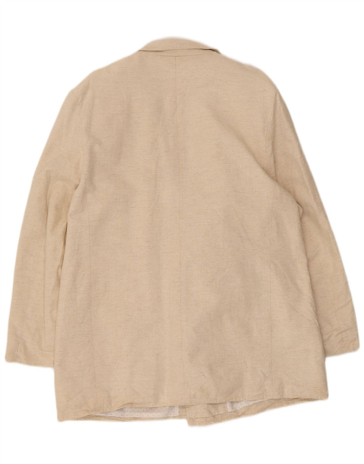 Vintage Herren Zweireiher Blazer Jacke EU 46 Small Beige Baumwolle