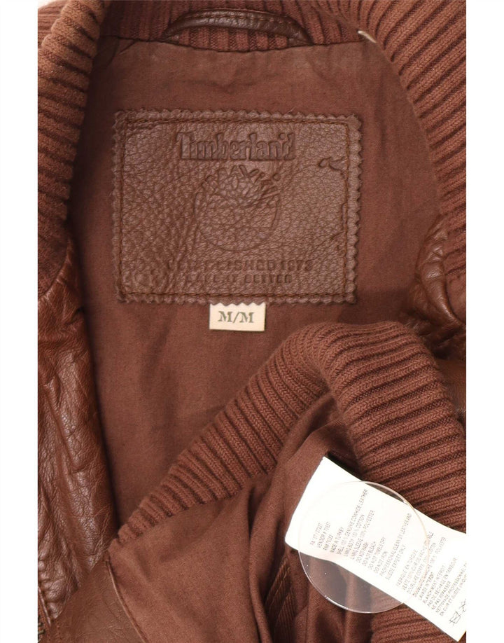 Timberland Herren Bomber-Lederjacke UK 38 Mittelbraun