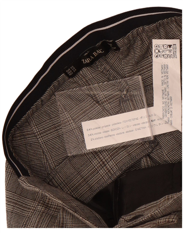 Zara Damen Slim Anzughose XS W24 L27 Grau kariertes Polyester