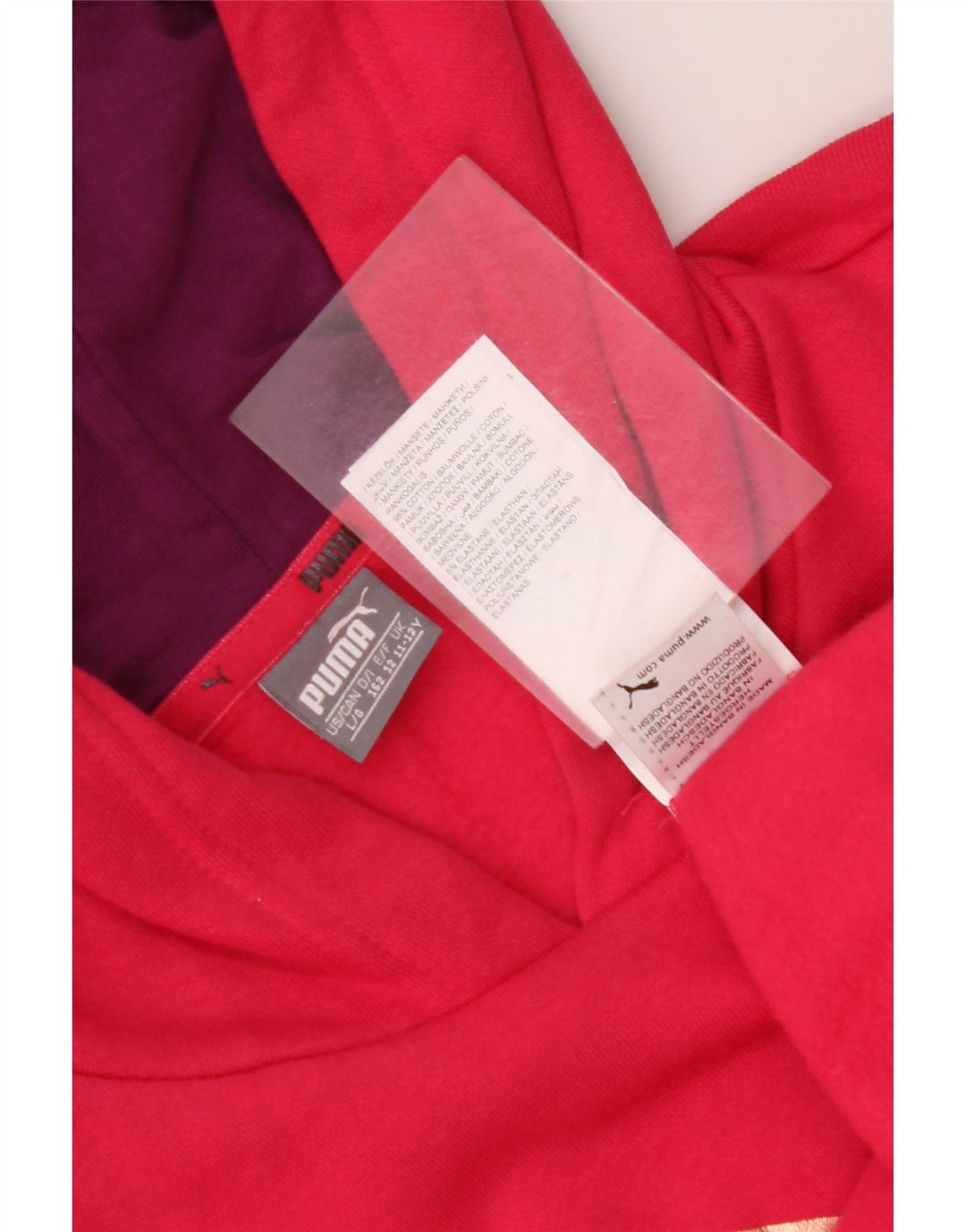 PUMA Mädchen-Kapuzenpullover mit Grafik, 11–12 Jahre, rosa, Colourblock-Baumwolle