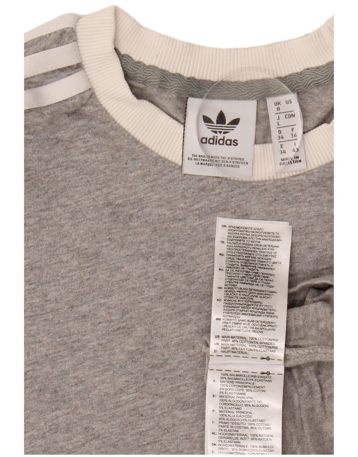 ADIDAS Damen T-Shirt Top UK 8 Small Grau gefleckte Baumwolle